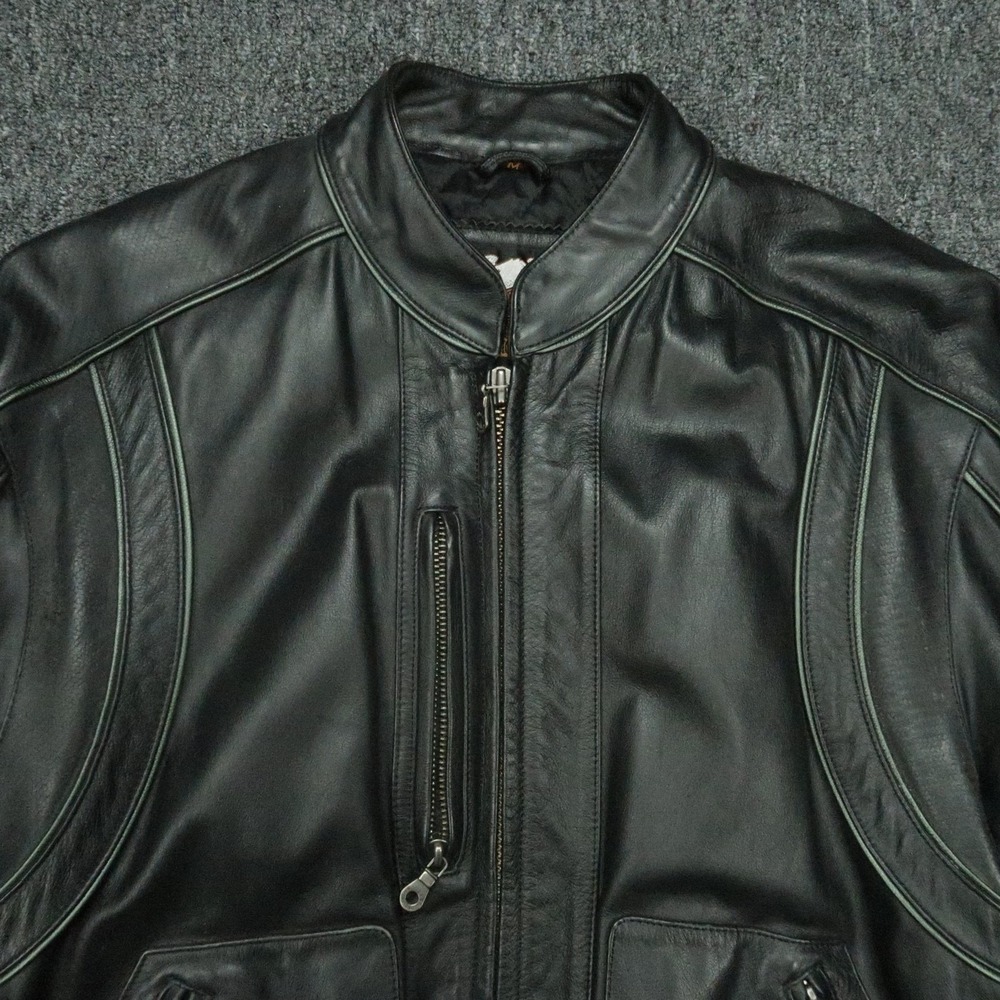 Harley Davidson Jacket Mens Medium Black Leather Bar Shield Quilt Lined Biker - Picture 4 of 15